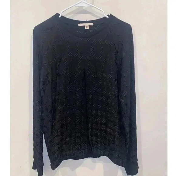 Burning Torch Black Embroidered Blouse - Picture 1 of 4